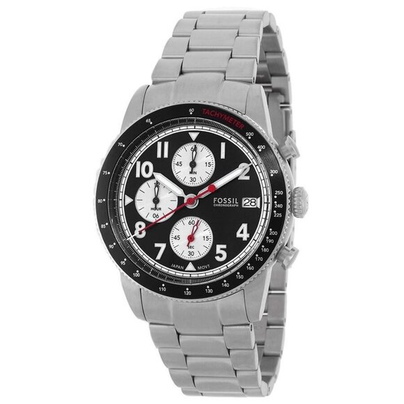 NWT Authentic Fossil Sport Tourer Chronograph Quartz Black Dial Men's Watch - Picture 1 of 3